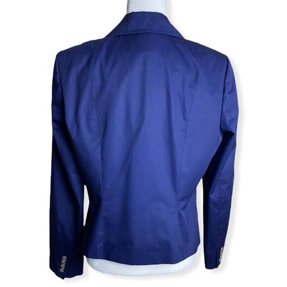 LAUREN Ralph Lauren Blue Cotton Silk Blend Blazer Nautical Women's Sz 12 - Picture 8 of 8